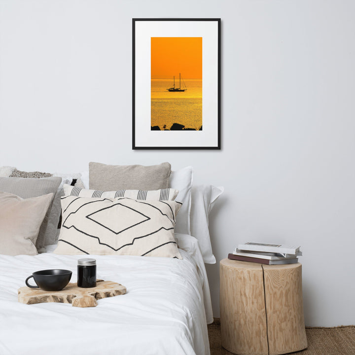 Poster mit Passepartout - a ship on golden sea Kuratoren von artlia artlia