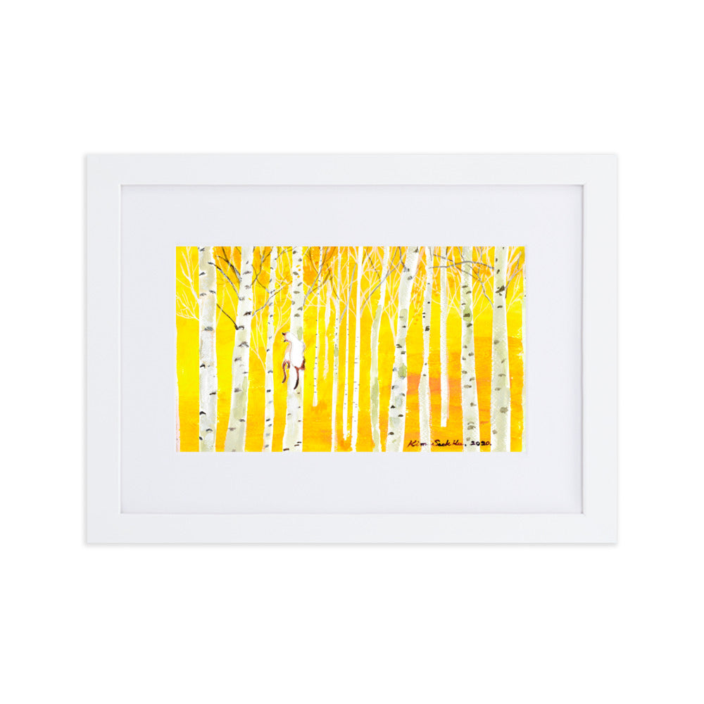 Poster mit Passepartout - Birkenwald Birch Forest Seokhee Kim Weiß / 21×30 cm artlia