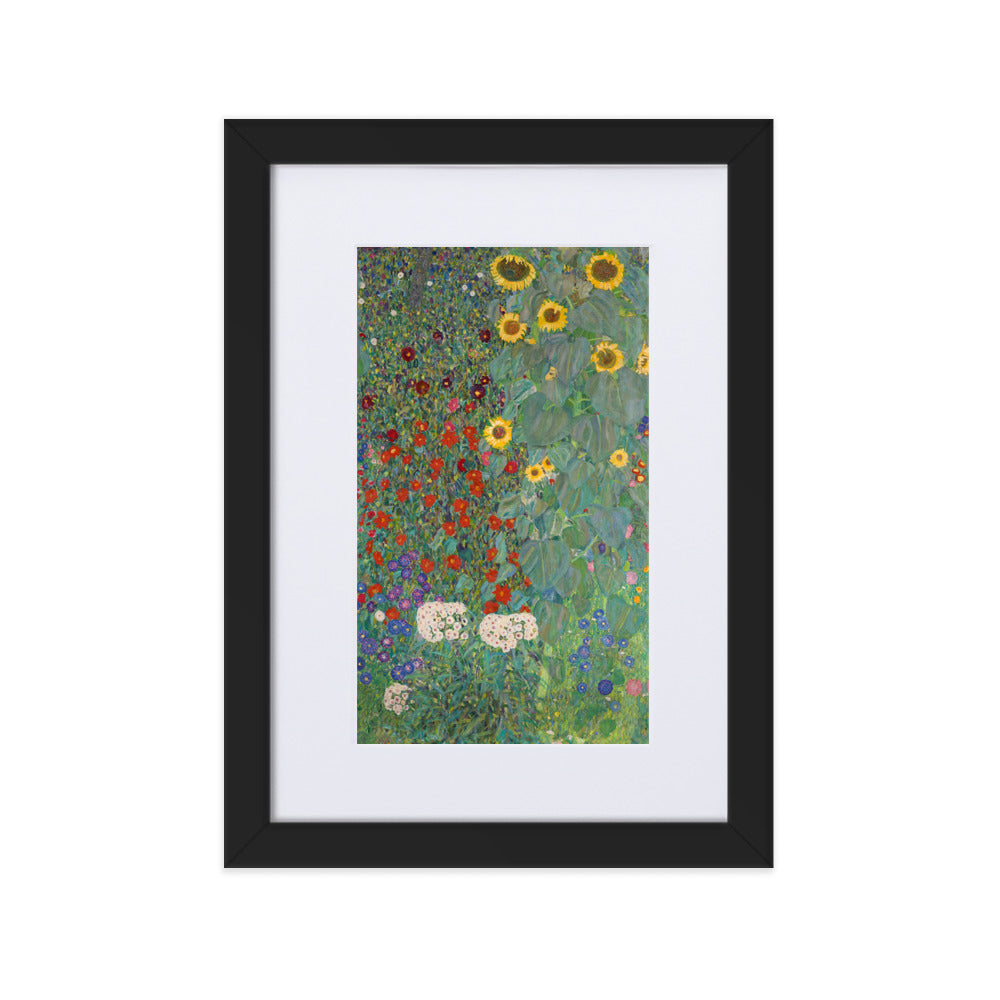 Poster mit Passepartout - Gustav Klimt, Garden with Sunflowers, Garten mit Sonnenblumen ARTLIA Schwarz / 21×30 cm artlia