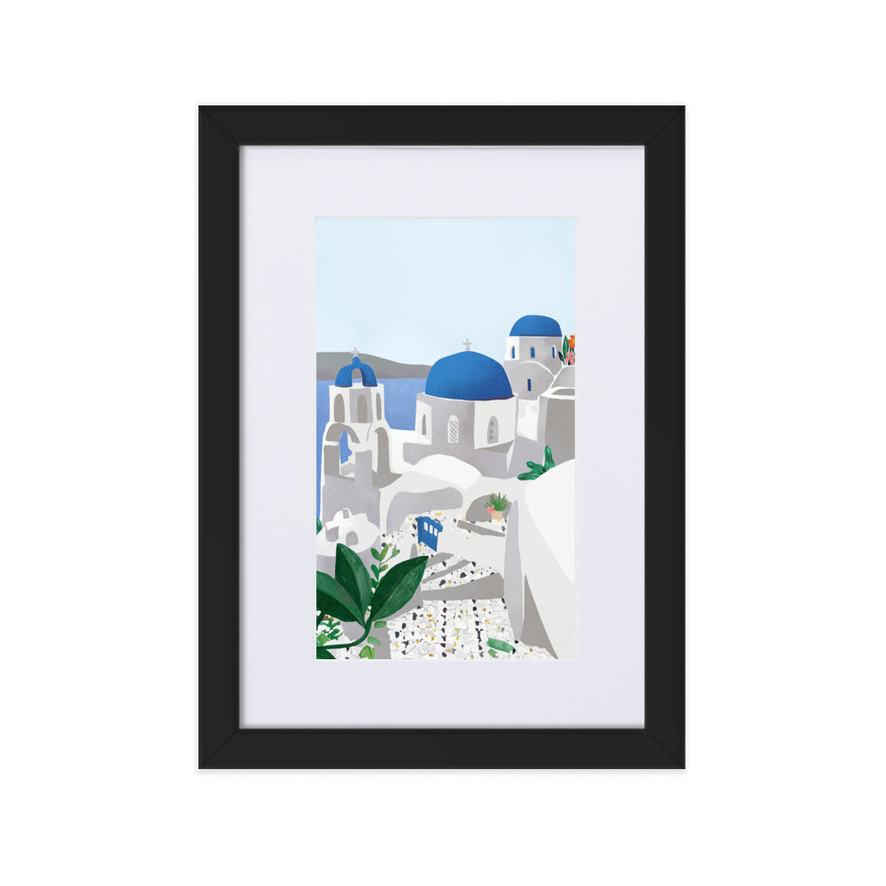 Poster mit Passepartout - Santorini Kuratoren von artlia Schwarz / 21×30 cm artlia