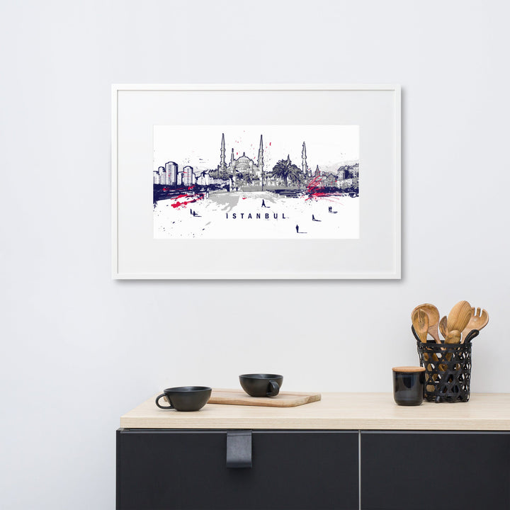 Poster mit Passepartout - Skyline Istanbul Marko Kurth artlia