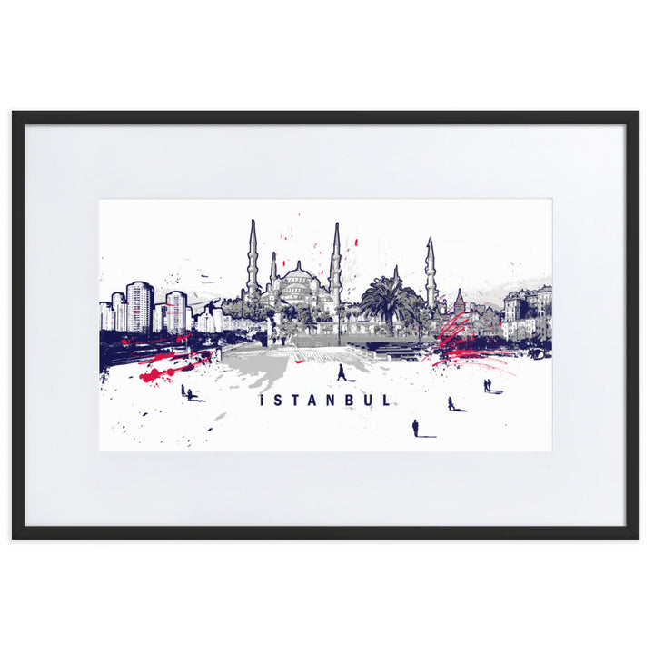 Poster mit Passepartout - Skyline Istanbul Marko Kurth Schwarz / 61×91 cm artlia