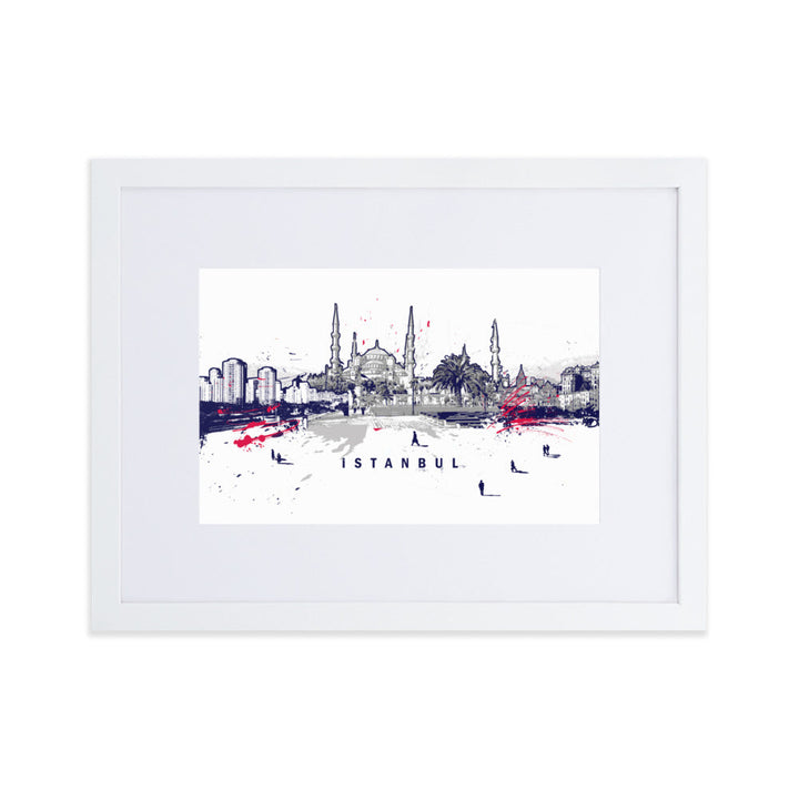 Poster mit Passepartout - Skyline Istanbul Marko Kurth Weiß / 30×40 cm artlia