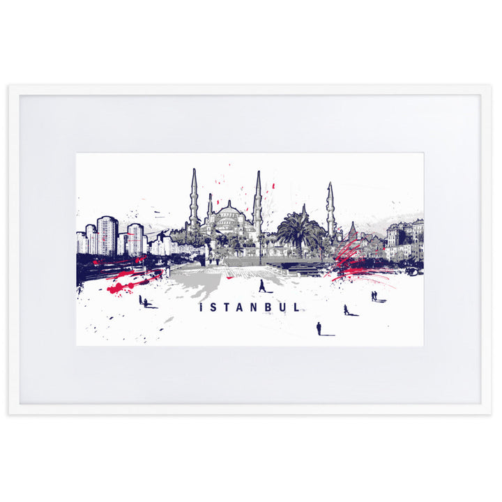 Poster mit Passepartout - Skyline Istanbul Marko Kurth Weiß / 61×91 cm artlia