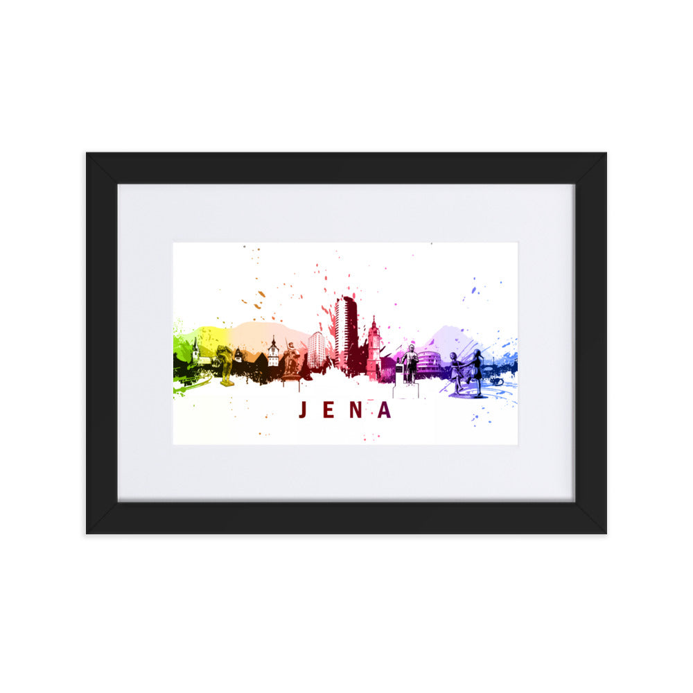 Poster mit Passepartout - Skyline Jena Marko Kurth Schwarz / 21×30 cm artlia