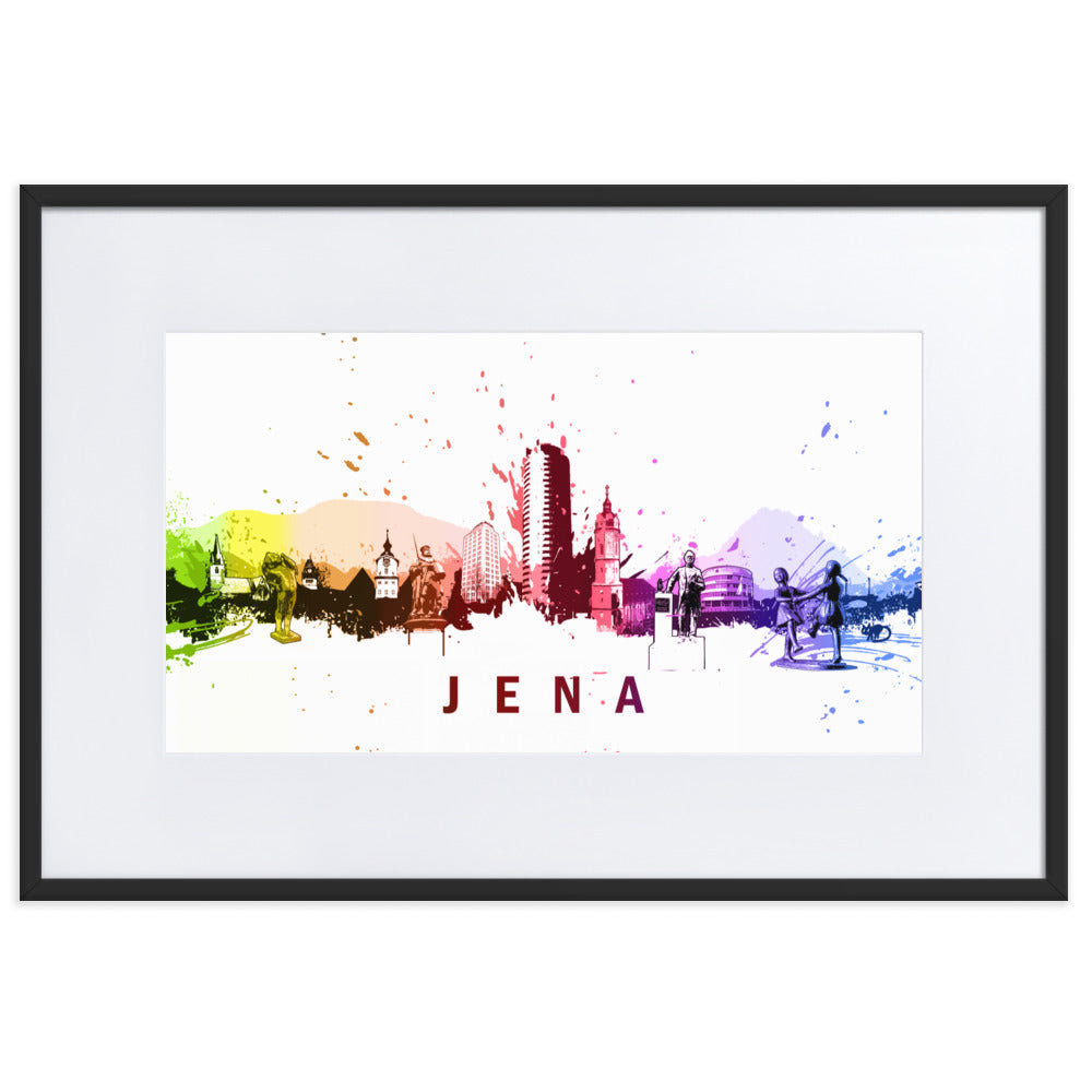 Poster mit Passepartout - Skyline Jena Marko Kurth Schwarz / 61×91 cm artlia