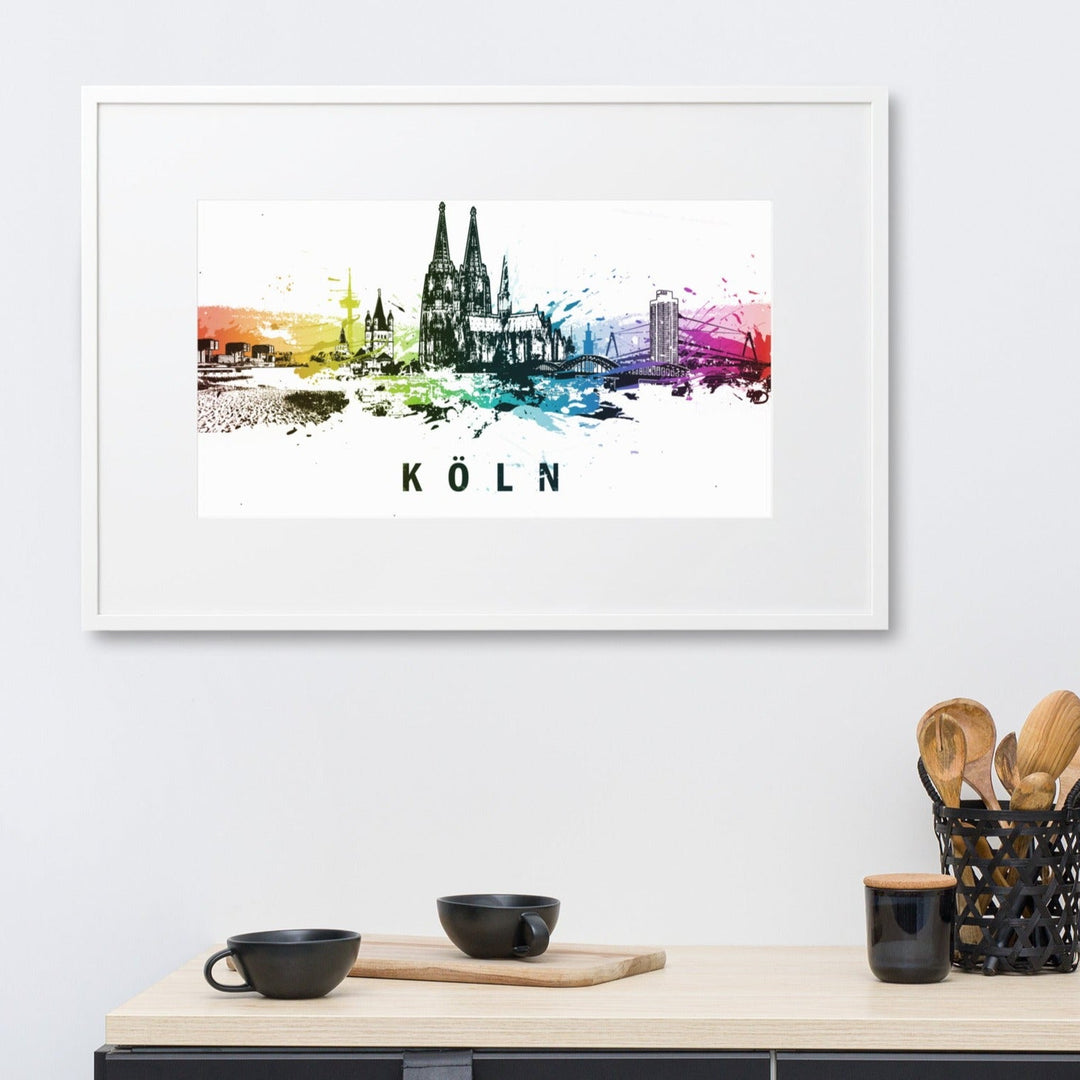 Poster mit Passepartout - Skyline Köln Marko Kurth artlia