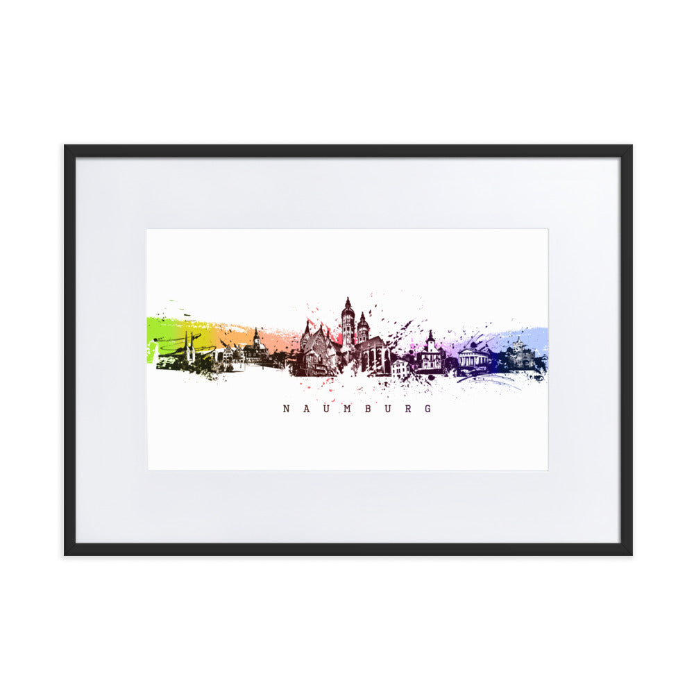 Poster mit Passepartout - Skyline Naumburg Marko Kurth Schwarz / 50×70 cm artlia