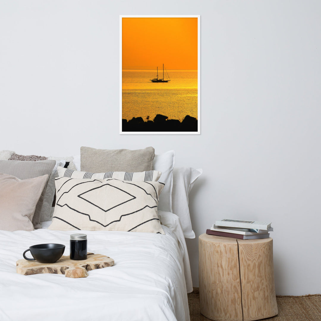 Poster mit Rahmen - a ship on golden sea Kuratoren von artlia artlia