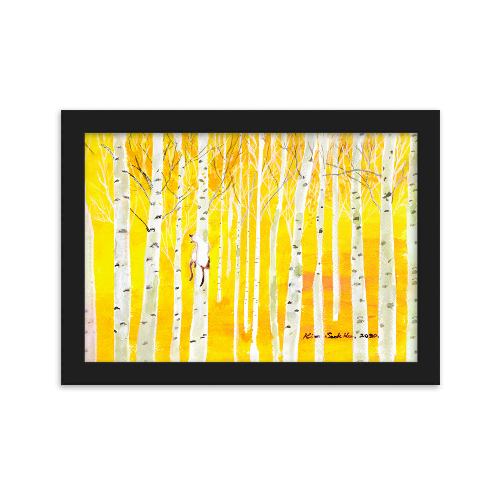 Poster mit Rahmen - Birkenwald Birch Forest Seokhee Kim Schwarz / 21×30 cm artlia