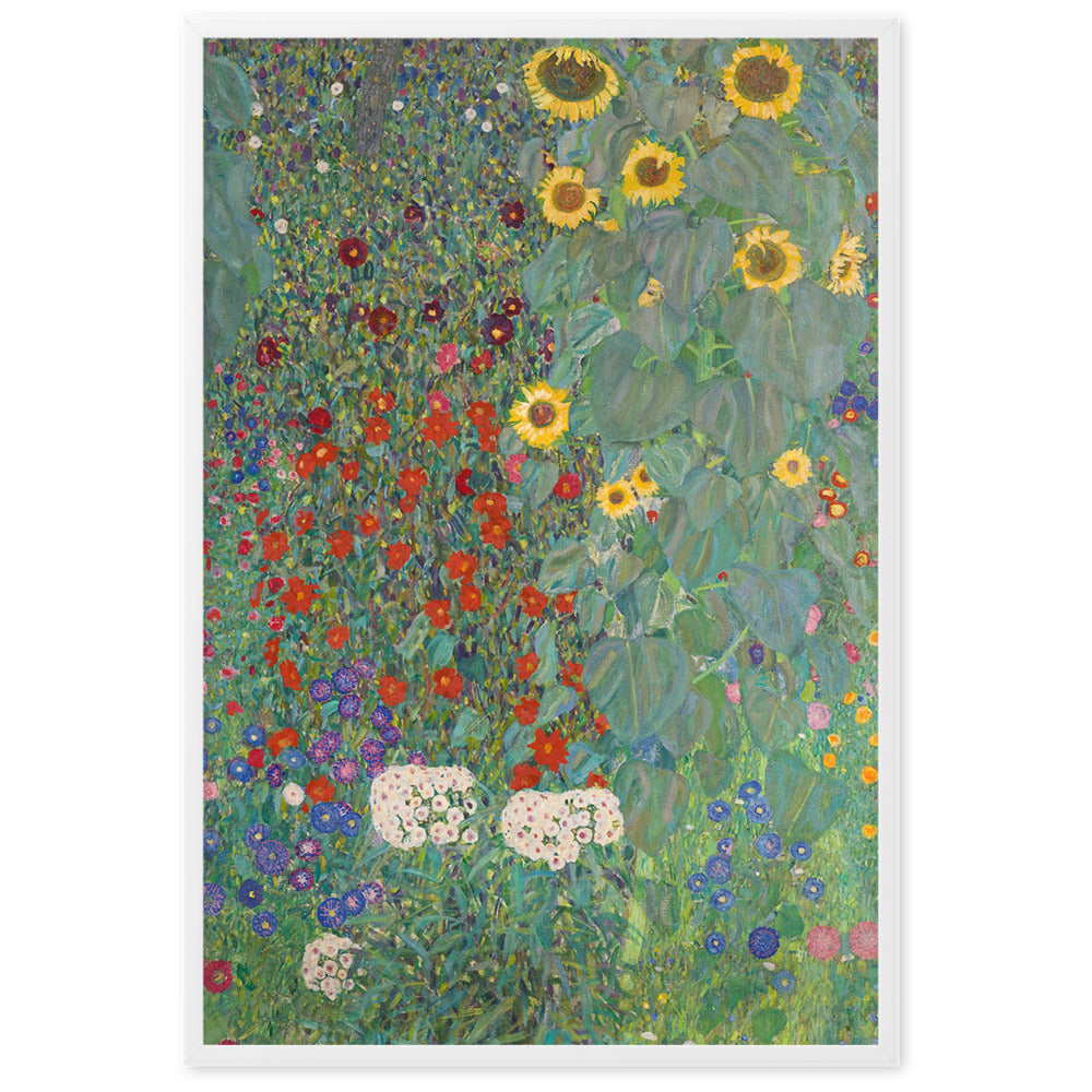 Poster mit Rahmen - Gustav Klimt, Garden with Sunflowers, Garten mit Sonnenblumen ARTLIA Weiß / 61×91 cm artlia