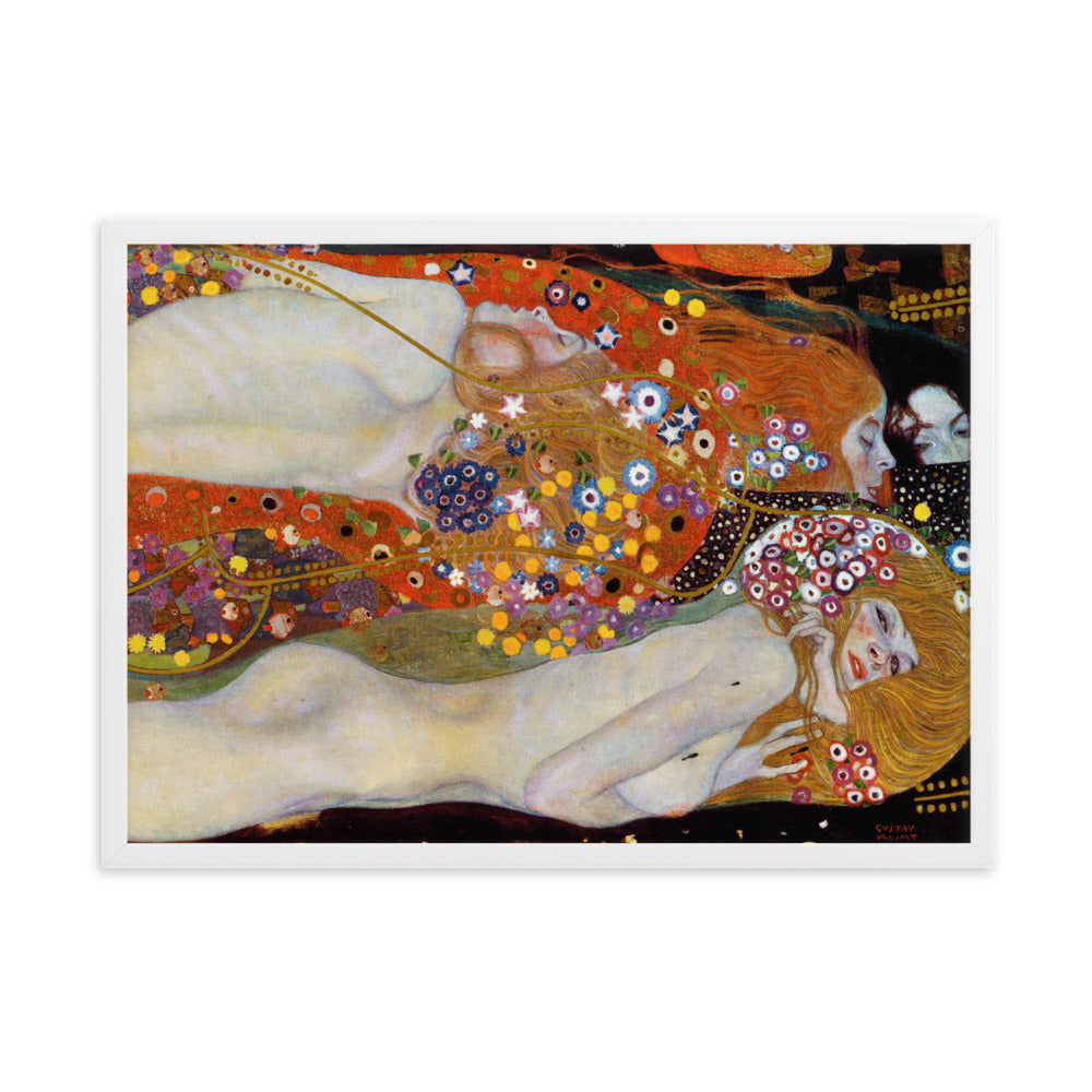 Poster mit Rahmen - Gustav Klimt, Wasserschlangen II Kuratoren von artlia Weiß / 50×70 cm artlia