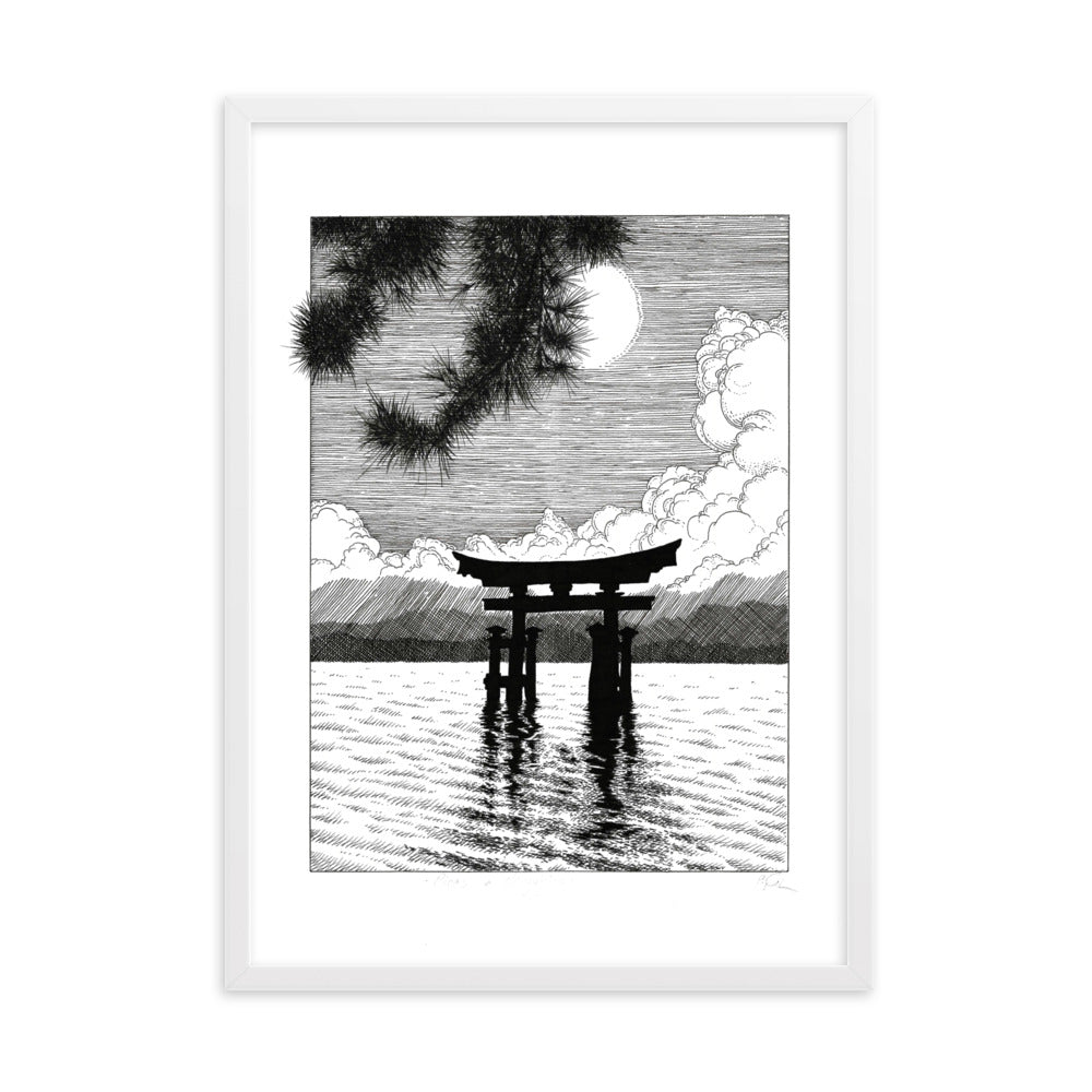 Poster mit Rahmen - Miyajima Pavel Illustrations Weiß / 50×70 cm artlia