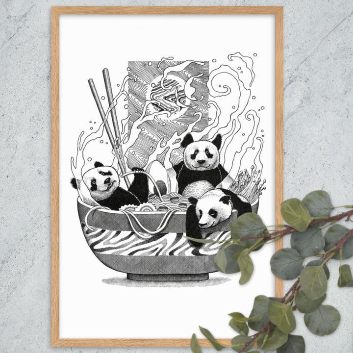 Poster mit Rahmen - Panda Ramen Pavel Illustrations artlia