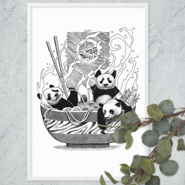 Poster mit Rahmen - Panda Ramen Pavel Illustrations artlia