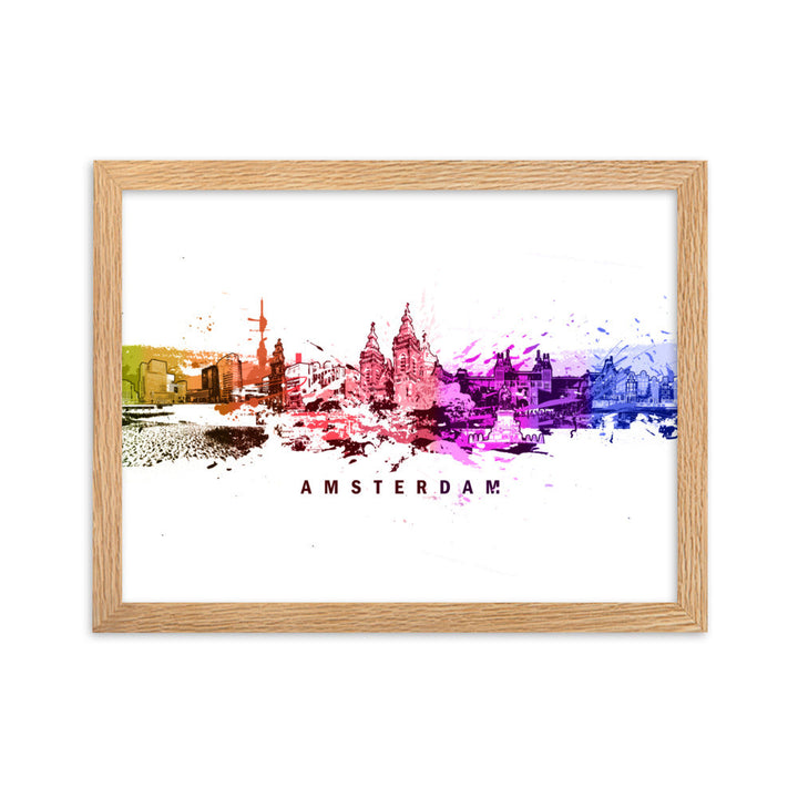 Poster mit Rahmen - Skyline Amsterdam Marko Kurth Oak / 30×40 cm artlia