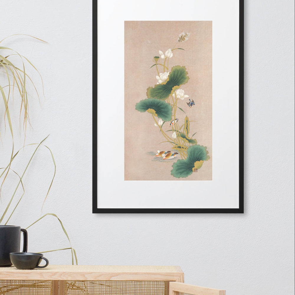 poster-passepartout-Lotosblueten-mit-Voegeln-Seungmin-yoon-artlia_2