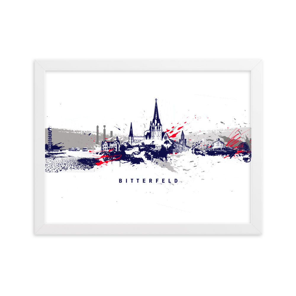 Poster - Skyline Bitterfeld Marko Kurth Weiß / 30×40 cm artlia