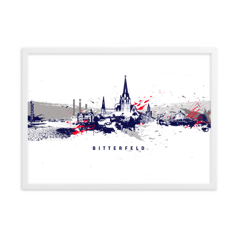 Poster - Skyline Bitterfeld Marko Kurth Weiß / 50×70 cm artlia