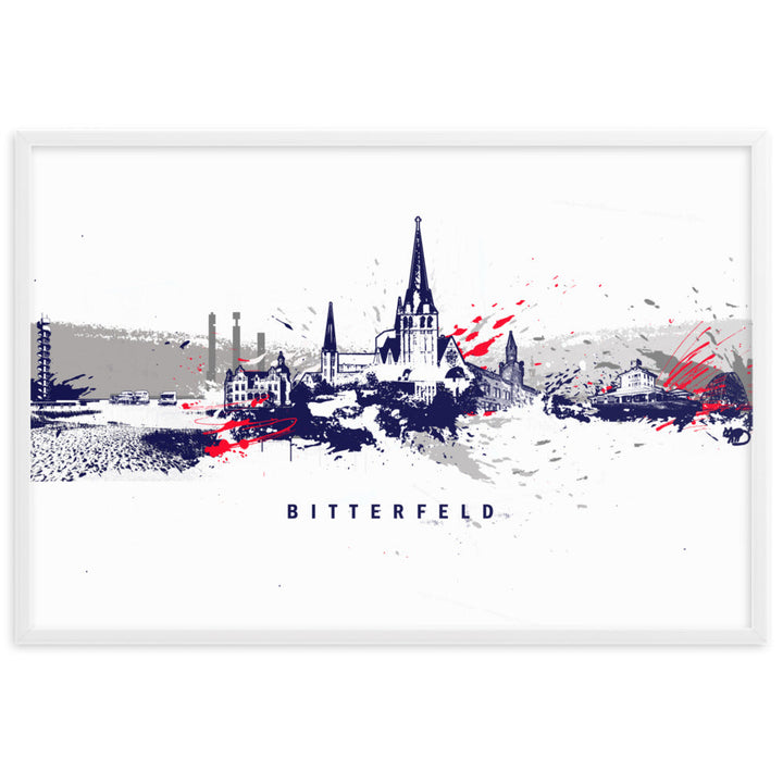 Poster - Skyline Bitterfeld Marko Kurth Weiß / 61×91 cm artlia