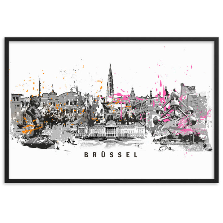 Poster - Skyline Brüssel Marko Kurth Schwarz / 61×91 cm artlia