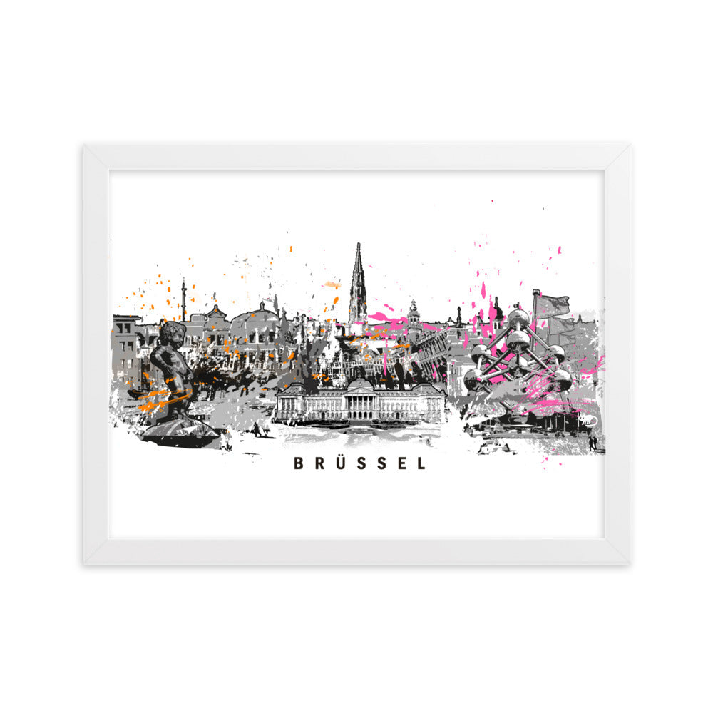 Poster - Skyline Brüssel Marko Kurth Weiß / 30×40 cm artlia