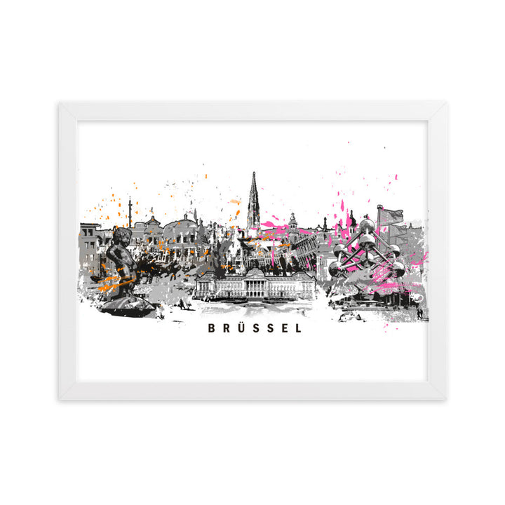 Poster - Skyline Brüssel Marko Kurth Weiß / 30×40 cm artlia