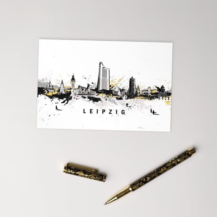 Postkarte - Skyline Leipzig artlia