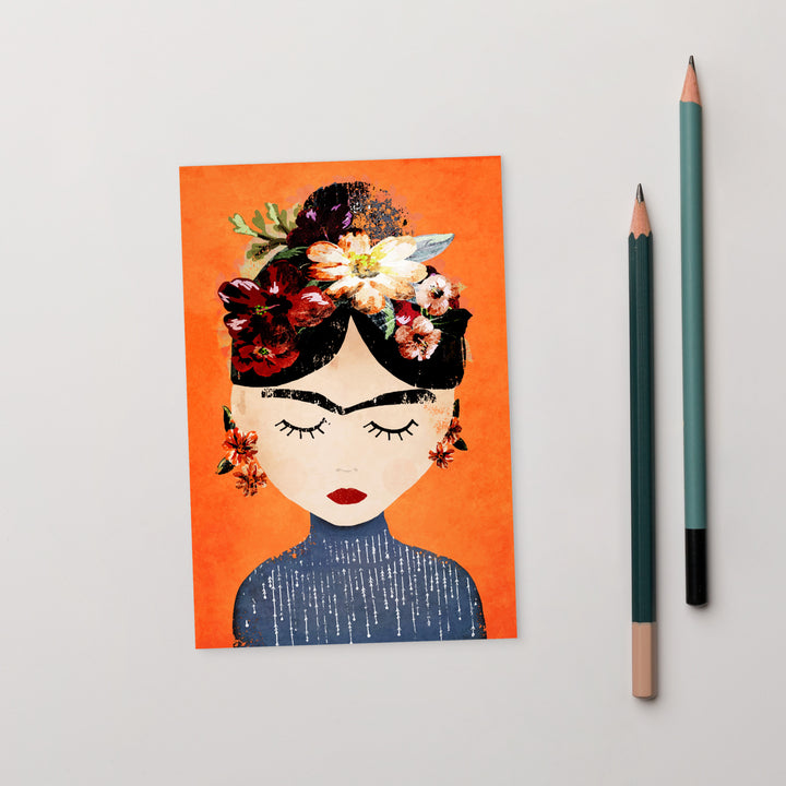 Postkarte - Frida Kahlo Orange