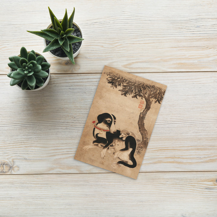 Postkarte - Hundemutter mit Welpen