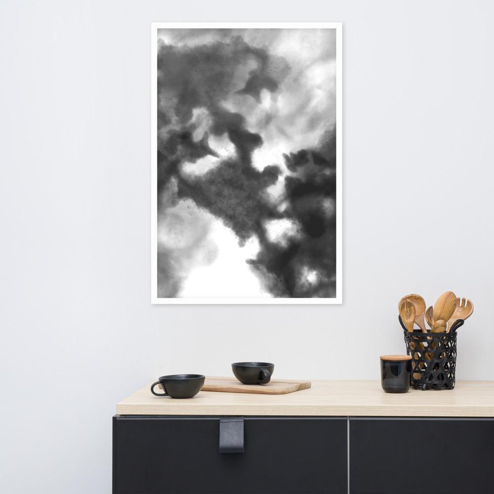 Black Watercolor - Poster im Rahmen artlia artlia