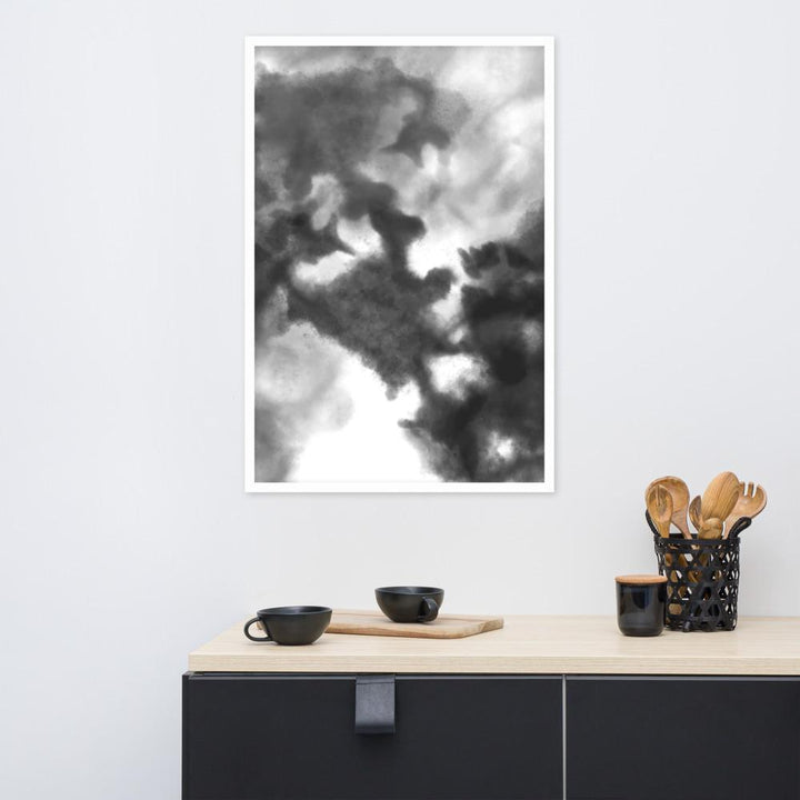 Black Watercolor - Poster im Rahmen artlia artlia