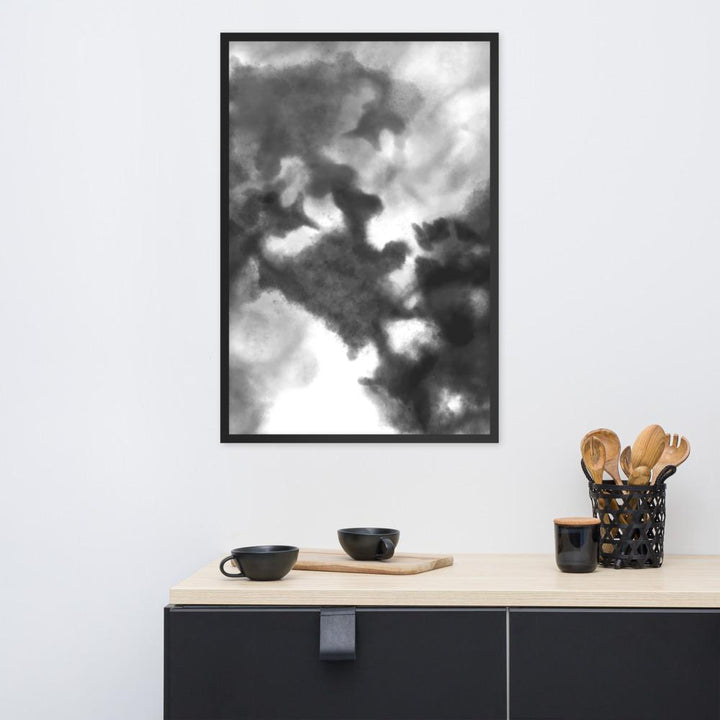 Black Watercolor - Poster im Rahmen artlia artlia