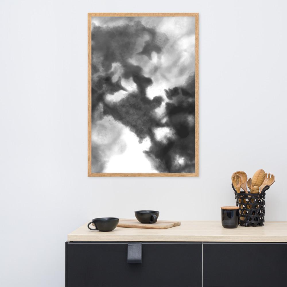 Black Watercolor - Poster im Rahmen artlia artlia