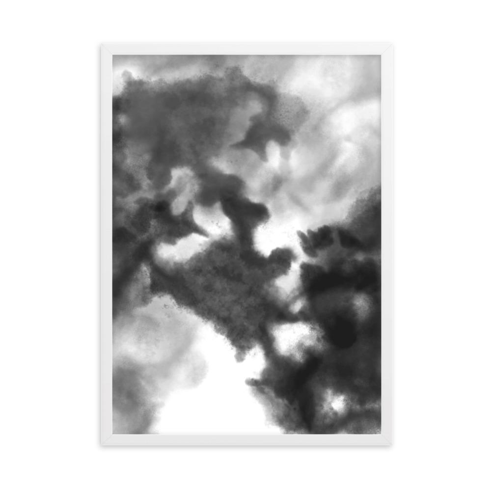 Black Watercolor - Poster im Rahmen artlia Weiß / 50×70 cm artlia