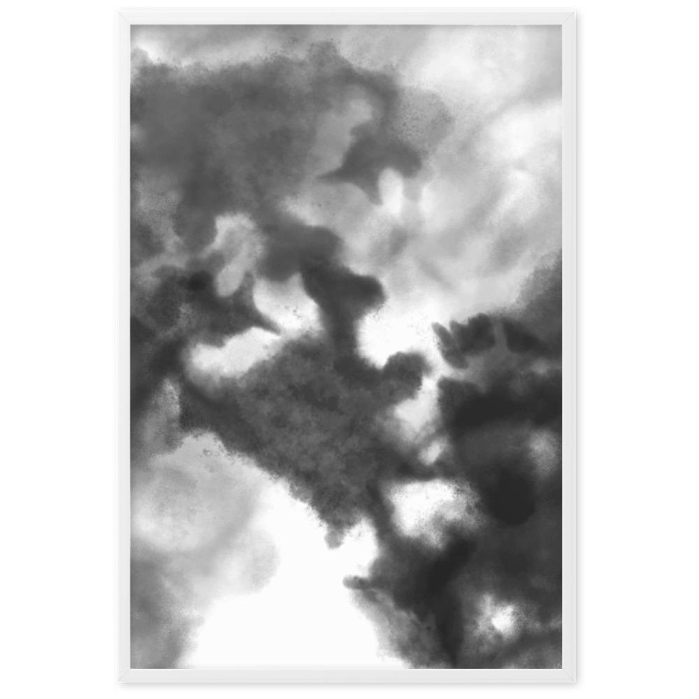 Black Watercolor - Poster im Rahmen artlia Weiß / 61×91 cm artlia