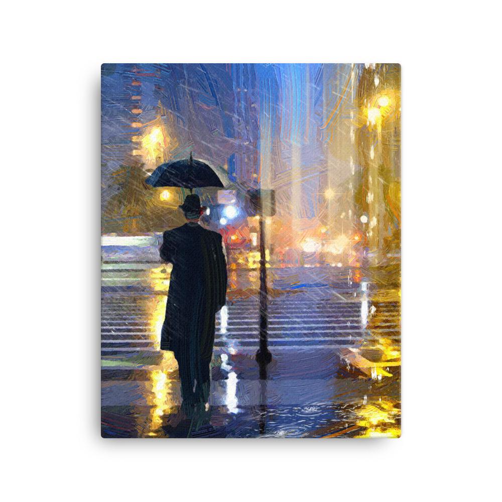 Downtown im Regen - Leinwand Kuratoren von artlia 41x51 cm artlia