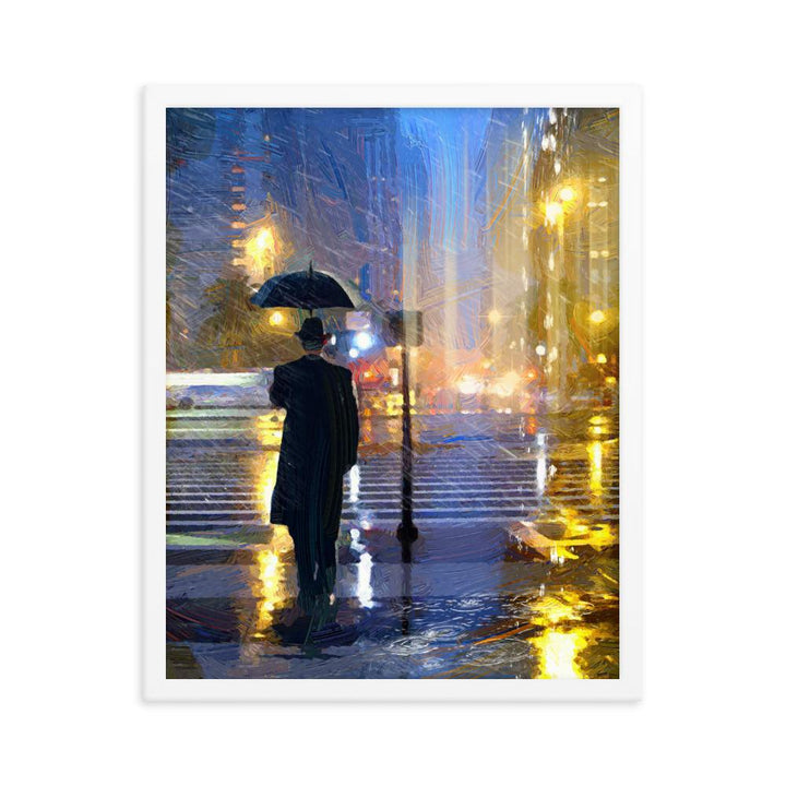 Downtown im Regen - Poster im Rahmen Kuratoren von artlia artlia