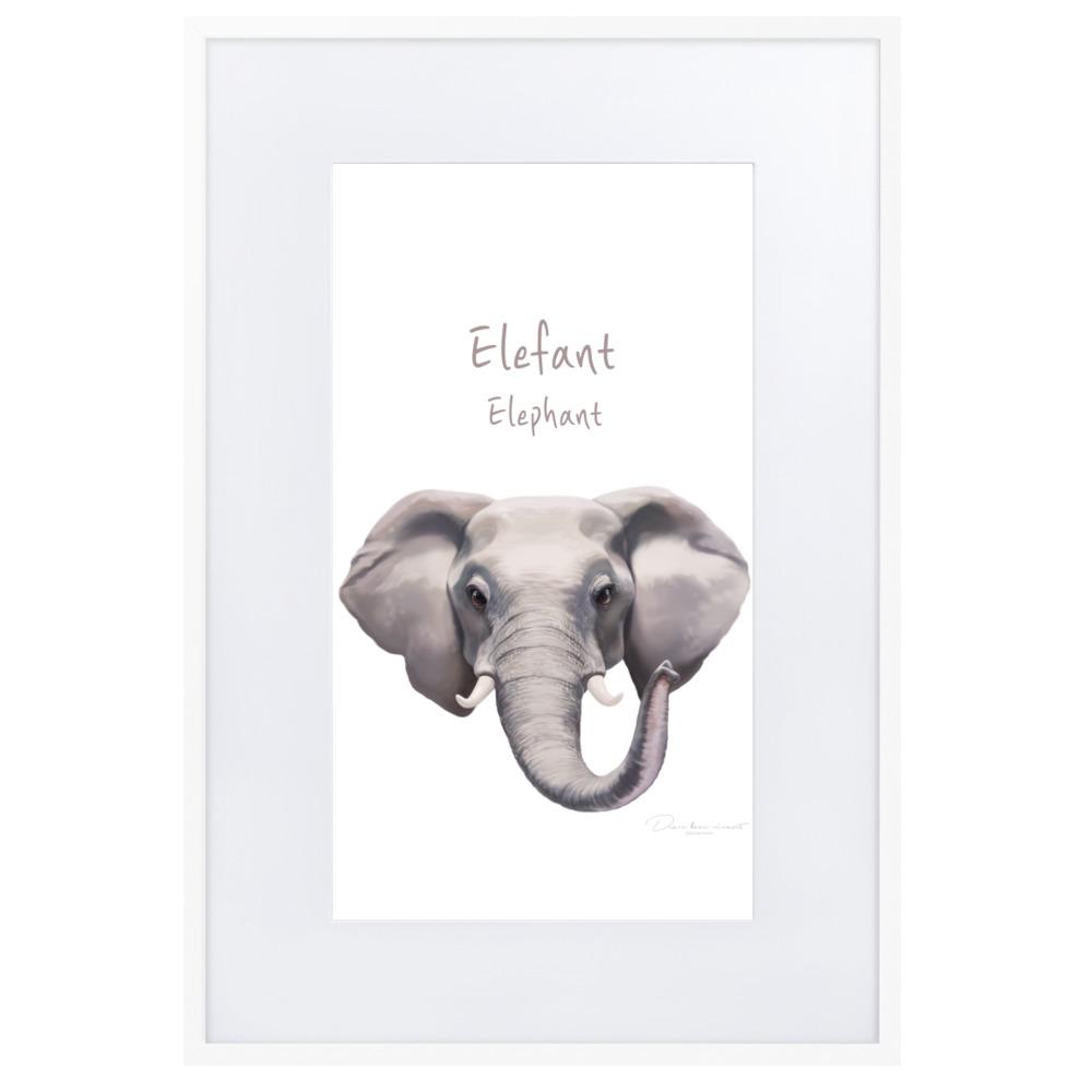 Elefant - Poster im Rahmen mit Passepartout dear.bon.vivant artlia