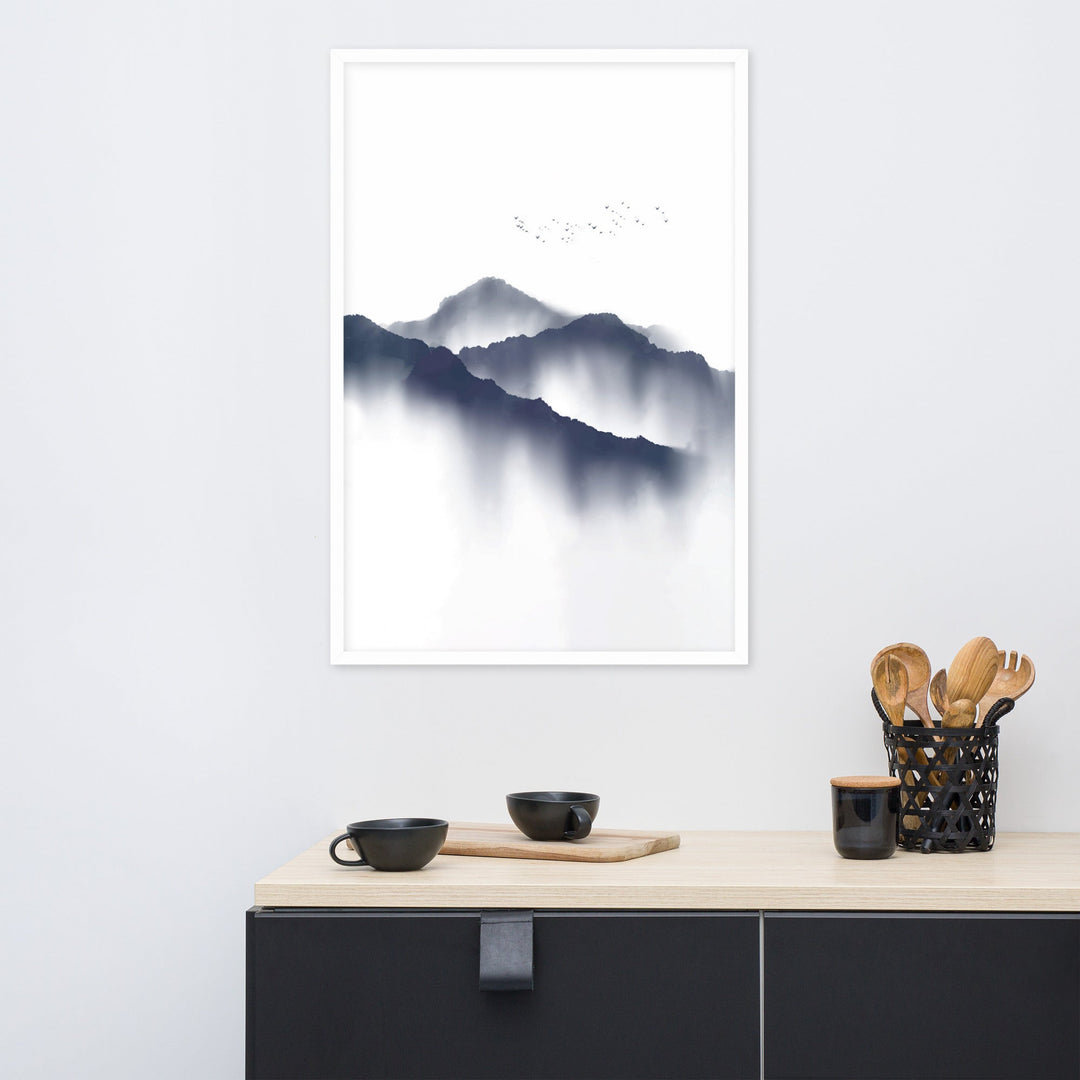 Foggy Mountains neblige Berge - Poster im Rahmen artlia artlia