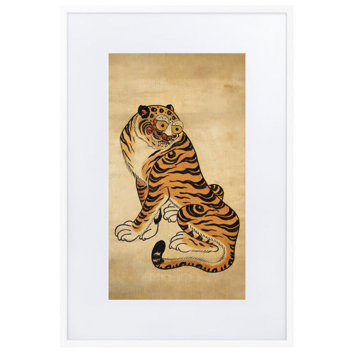 freundlicher Tiger - Poster im Rahmen mit Passepartout Kuratoren von artlia Weiß / 61×91 cm artlia