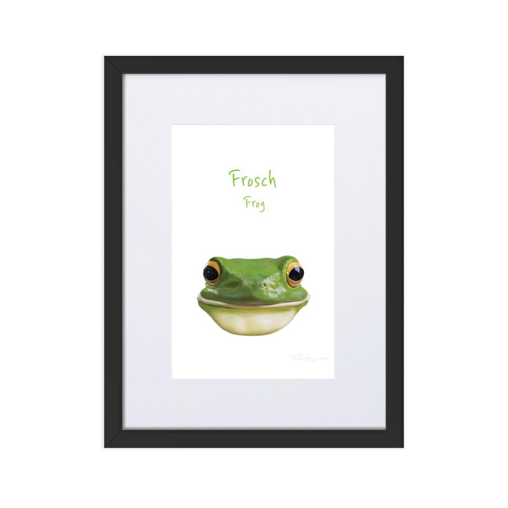 Frosch - Poster im Rahmen mit Passepartout dear.bon.vivant schwarz / 30×40 cm artlia