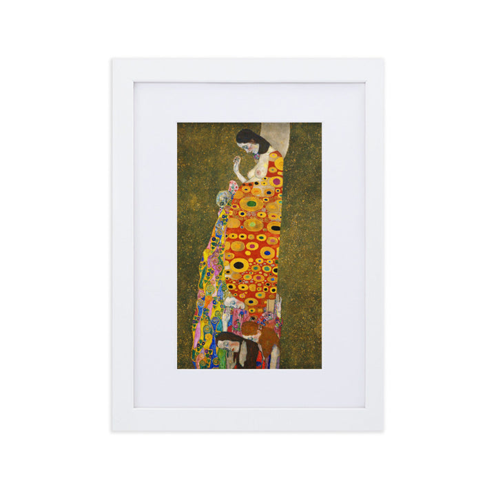 Gustav Klimt, Hope II - Poster im Rahmen mit Passepartout Gustav Klimt Weiß / 21×30 cm artlia