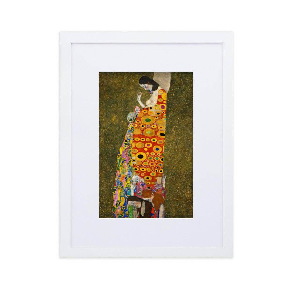 Gustav Klimt, Hope II - Poster im Rahmen mit Passepartout Gustav Klimt Weiß / 30×40 cm artlia