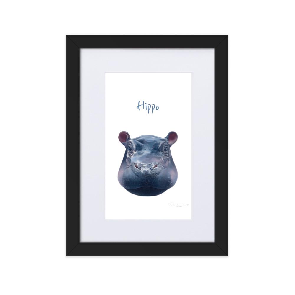 Hippo - Poster im Rahmen mit Passepartout dear.bon.vivant schwarz / 21×30 cm artlia