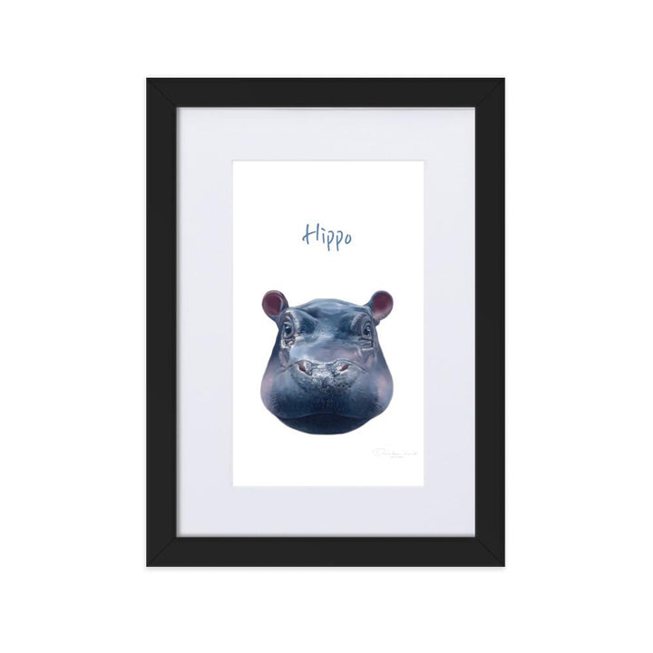 Hippo - Poster im Rahmen mit Passepartout dear.bon.vivant schwarz / 21×30 cm artlia