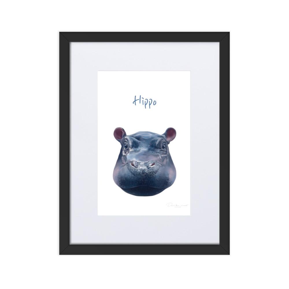 Hippo - Poster im Rahmen mit Passepartout dear.bon.vivant schwarz / 30×40 cm artlia