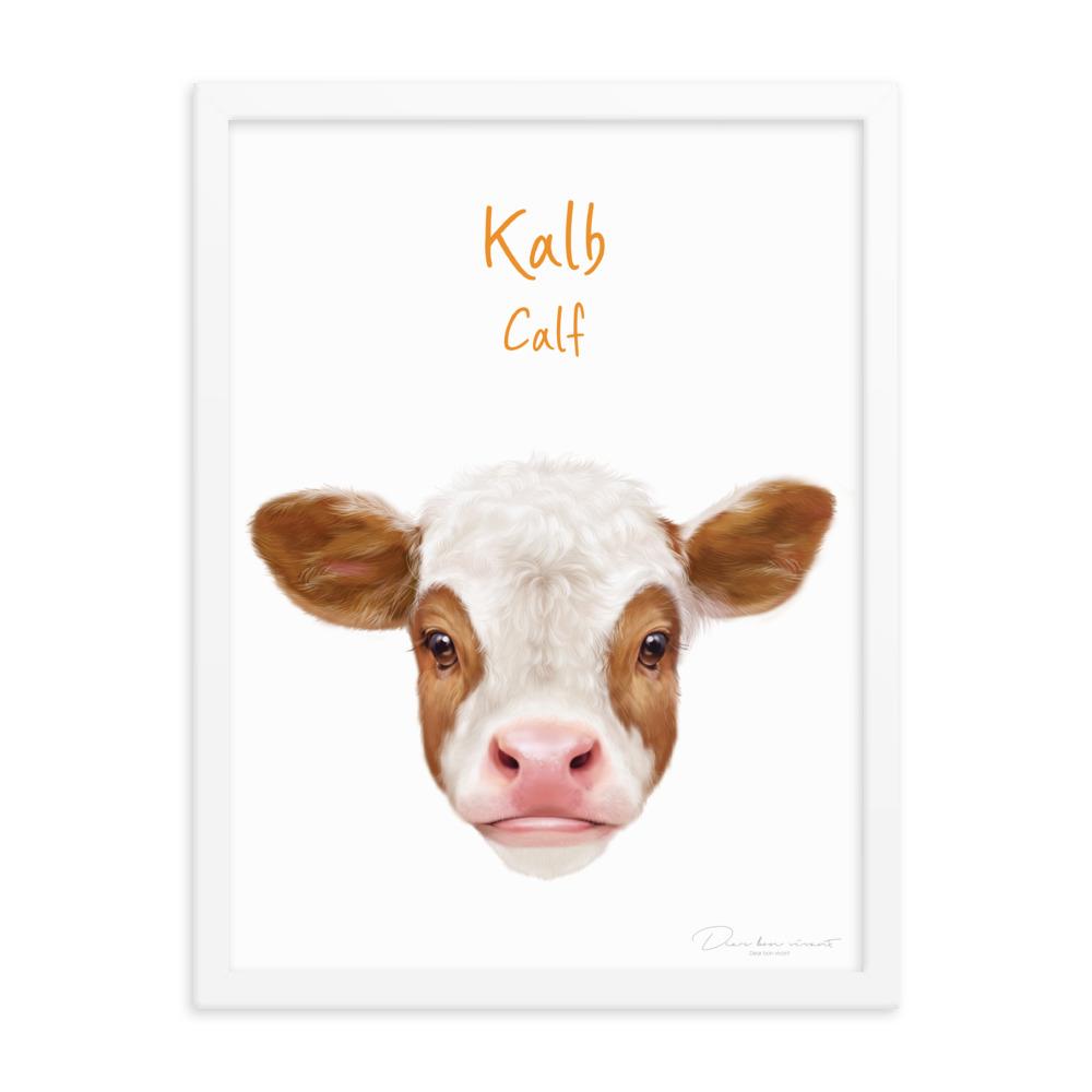 Kalb - Poster im Rahmen für Kinder dear.bon.vivant weiß / 30x41 cm artlia