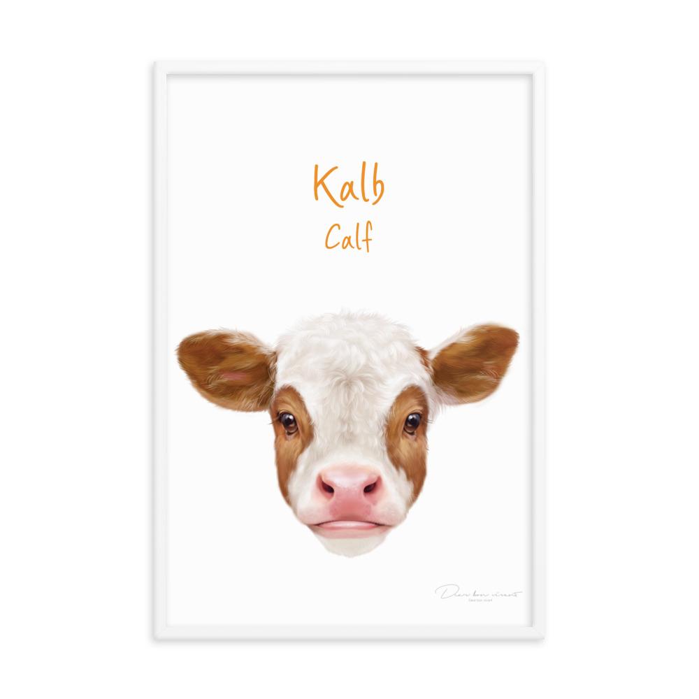 Kalb - Poster im Rahmen für Kinder dear.bon.vivant weiß / 61x91 cm artlia