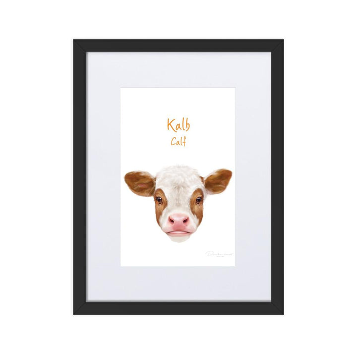 Kalb - Poster im Rahmen mit Passepartout dear.bon.vivant schwarz / 30×40 cm artlia